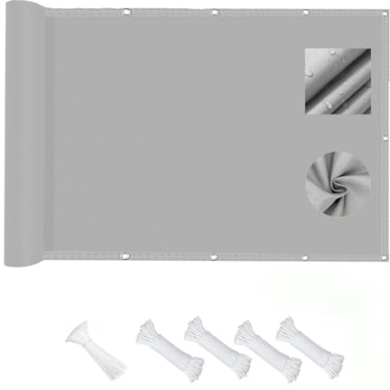 UUZEAI Vela Ombreggiante Impermeabile Rettangolare 4x9 m, Tenda a Vela per Esterno, Vele Parasole Protezione Raggi UV con Occhielli per Giardino Terrazza Patio Grigio Chiaro