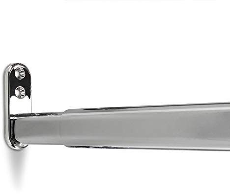 SOTECH 1 Stück ausziehbare Teleskopstange Schrankrohr verstellbar Oval/Stahl verchromt/Länge: 600-900 mm inkl. Schrankstangenlager