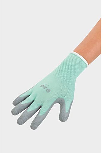 Juzo Anzieh-Spezialhandschuhe für Kompressionsstrümpfe, Anziehhilfe, mit griffiger Beschichtung, mintgrün-grau, Größe M/7