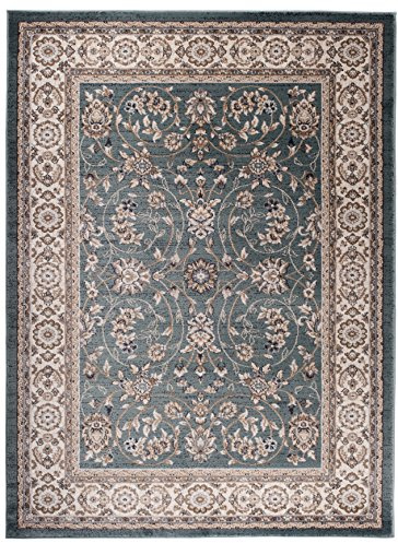 Carpeto Groß Teppich Flur 300x400cm Blau Klassisch Weich Pflegeleicht | Teppich für Eingangsbereich Küche Büro Wohnzimmer Schlafzimmer Fußbodenheizungsgeeignet Reinigungsmittelbeständig Mittelflor