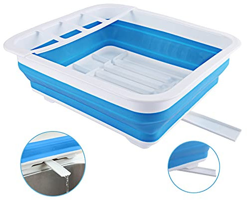 UNOLIGA Scolapiatti Pieghevole con Beccuccio Girevole, Sgocciolatoio Lavandino, Organizer da Cucina Vassoio Scolapiatti per Campeggio Accessori Caravan Camper