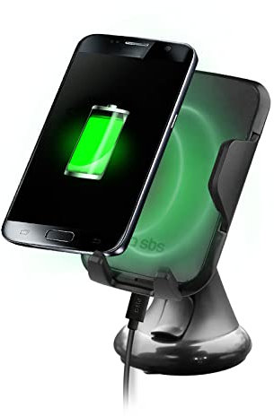 SBS Halterung für Armaturenbrett/Windschutzscheibe, kabellos, für iPhone, Samsung, Xiaomi, Oppo, Kfz-Ladegerät, 10 W