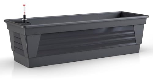 Plastard Blumenkasten Milano 80 cm lang Farbe Anthrazit mit Wasserspeicher und Wasserstandsanzeige Pflanzkasten für Balkon und Garten witterungsbeständig für Innen und Außen