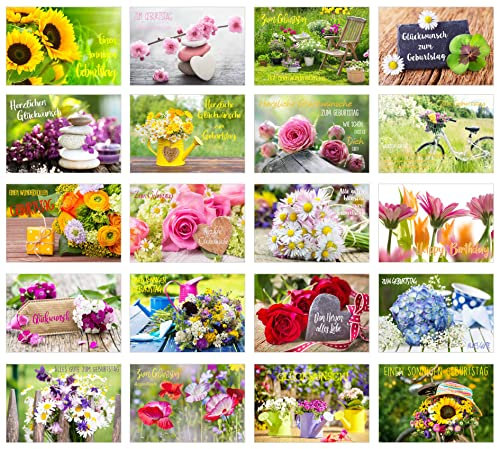 Edition Seidel Set 20 exklusive Premium Geburtstagskarten mit Umschlag. Glückwunschkarte Grusskarte zum Geburtstag. Geburtstagskarte Mann Frau Karten Billet Happy Birthday (SW02) (Set 3)