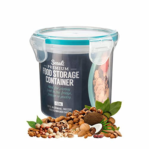 Food Storage 500ML 2 PACK Container Plastic Round Box With Airtight Clip Lock Lid Perfect For Kitchen travel dry fruit Cereal, Spaghetti, Pasta Supplies Leak Proof Microwave And Dishwasher Safe