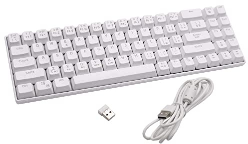 SIMPLETEK Teclado mecánico RGB Gaming 3 en 1 inalámbrico 2,4 GHz, Bluetooth y USB | Blanco Batería integrada