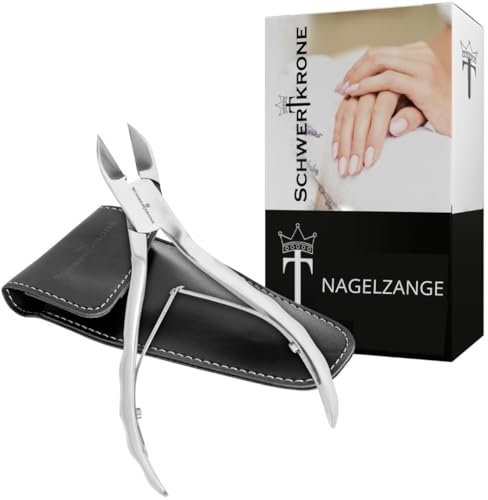 Schwertkrone Pinza per unghie in acciaio inox, 14 cm, con taglio affilato e liscio, per unghie dei piedi e delle dita con custodia