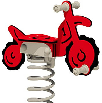 WICKEY PRO Federwippe Motorrad Trickey rot - Federtier Spielplatzgerät - inklusive Bodenanker - Outdoor Spielplatz Wippe für Kinder - für öffentliche Spielplätze und Schulen