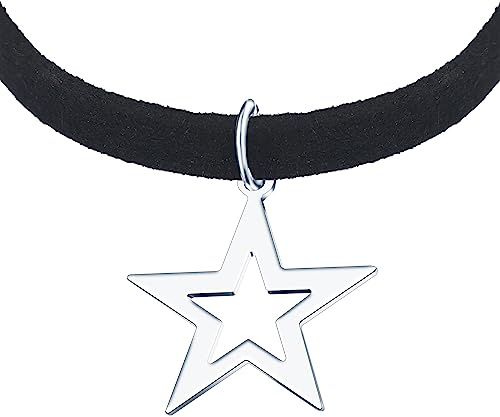 Yumilok Kette Damen Halskette Collier 925 Sterling Silber Choker mit Anhänger Samtseil schwarz Sterne für Frauen