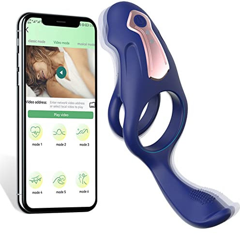 YcsLust 3 in 1 Penisring Vibratoren mit APP Fernbedienung,Paarvibrator mit 9 Vibration Modi,Sexspielzeug Hodenringe,Doppelmotoren,Hochwertiger Penisring aus Silikon, Sexspielzeug für Männer und Paare