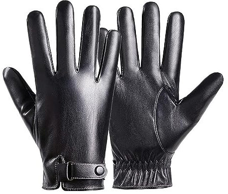 WILsem Winterhandschuhe Herren Schaffell Lederhandschuhe Sport Warm Wolle Gefüttert Vintage Alltagskleid Motorradhandschuhe