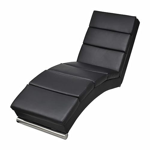 BaraSh Chaiselongue Schwarz Kunstleder Chaiselongue Mit Armlehnen Sofa Recamiere Chaiselongue