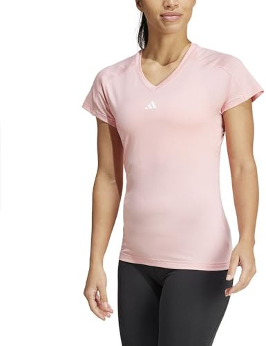 adidas Damen AEROREADY Train Essentials Minimal Branding V-Neck Tee, semi pink Spark, L