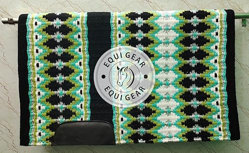 EQUIGEAR Western Show Horse Satteldecke aus neuseeländischer Wolle, Western-Design, handgefertigte Satteldecke, Wollpolster, Sensor Flex (Anpassung möglich), WQ55 (34x32)