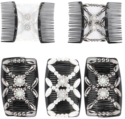 Haarkamm zum Stecken, 3 stücke Haarspangen Damen, Haarkämme zum Stecken, Haarkamm Elastisch Perlen für Damen Mädchen Haarschmuck DIY Haar Styling Werkzeug