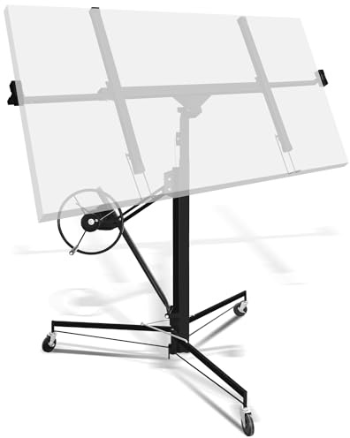 Joparri XXL Lève-plaques pour plaques de plâtre, capacité de charge 70 kg, longueur de bras de charge maximale 290 cm et largeur de bras de charge, hauteur de travail réglable 140-350 cm, Noir