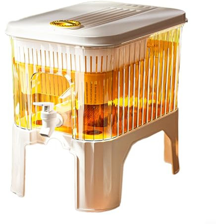 Jarra dispensadora de jugo portátil, jarra de agua fría de 5 litros con diseño de malla de filtro para limonada, jugo, fiesta, boca ancha, fácil de llenar (5 litros con filtro + base)
