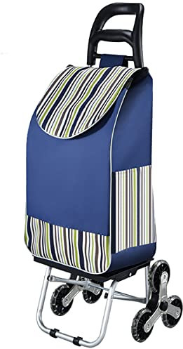 Carrello Spesa Pieghevole capacità di Salita Scale 50 l Borsa Impermeabile 50 kg Tre Ruote Maniglia Imbottita Carrello Spesa Versatile Ufficio da Viaggio (Blu 2)