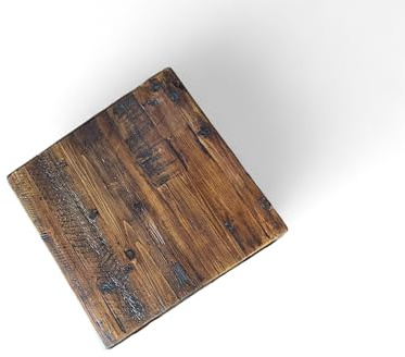 HEIRLOUM Rustic Reclaimed Wood Dining Table Top, Dark Brown Matte Finish, for Restaurants/Cafes/Home, (24 x 24)