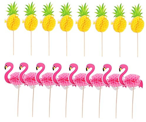 Vaguelly 2sets Ananas Papier Kuchen Einsätze Flamingo Dekorative Picks Für Party Desserts 16 Stücke * 2