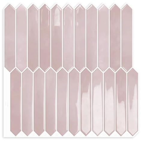 10 Stück Fliesenaufkleber Klebefliesen küchen Wandfliesen,Lange Sechseck Wasserdicht Fliesen Selbstklebend Wandverkleidung für Küche Bad,Abziehen und Aufkleben Spritzschutz Fliesen(Rosa,30,5x30,5cm)
