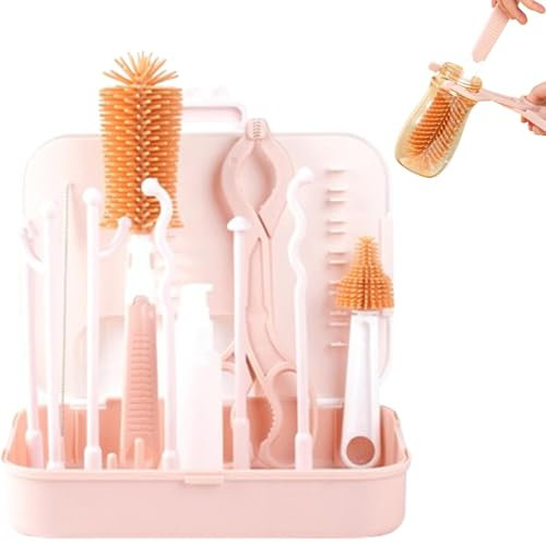 Kit de Limpieza de biberones de Viaje,Kit de Limpieza de biberones de Viaje | Kit de Limpieza para Lavadora de Botellas de Viaje | Kit de Limpieza de Botellas con Cepillo para Botellas,