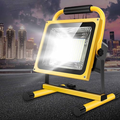 NVYAZJ Foco LED Recargable, Foco con Pantalla Digital De 800 W, IP67 a Prueba De Agua, Batería De Gran Capacidad De 5 a 15 Horas, Ajuste De Múltiples Ángulos para Jardín, Patio, Garaje