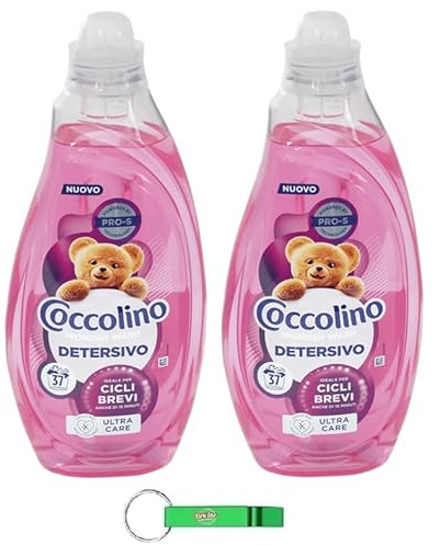 2x Coccolino Wonder Wash Ultra Care Flüssigwaschmittel für die Waschmaschine - Ideal für Kurze Zyklen 37 Wäschen 1480ml + Beni Culinari Kostenloser Schlüsselanhänger