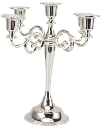 5-Armiger Kerzenhalter, Metall-Kerzenhalter, Kandelaber-Kerzenhalter für eine multifunktionale Ergänzung für EIN Zuhause oder einen Tempel (Silber)