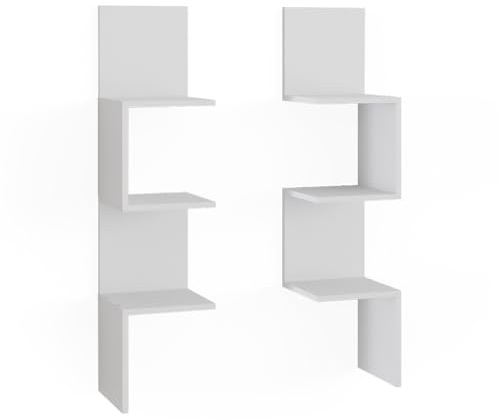 Vicco Eckregal Paolo, Weiß, 28 x 116.4 cm | 2er Set, zur Aufbewahrung von Büchern und Dekoration montierbar