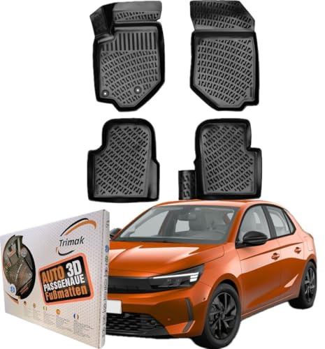 Trimak 3D Fussmatten für Opel Corsa F ab 2019 | Gummimatten aus TPE Gummi, Passgenau, Wasserdicht, Hoher Rand, Rutschfest, Leicht zu Reinigen