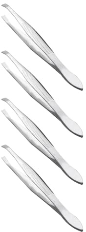 Eoslcusmvl 4X Pinzas para Depilar Cejas Acero Carbono Punta 9cm Color Plata
