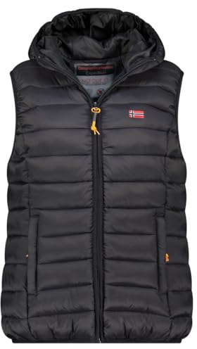 Geographical Norway Vatikolorama Lady Hood - Gilet Femme Chaude Matelassee Sans Manche-Automne Hiver Printemps Ete - Veste Manteau Chaud - Doudoune Manches Courtes Blouson (Noir XXL)