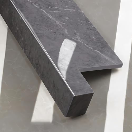 Bathroom Kitchen Window Sill Veneer Decorative Panels, Window Sill Covers, Marble Style Bay Window Protectors Dark Gray, Replacement Panels for Old Window Sills, Suitable for Bathroom/Kitchen(55.1x5.9