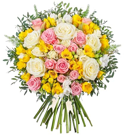 Rose and Freesia - Large Size - Fresh Cut Flower Bouquet | Birthdays, Anniversaries, Thank You Gifts, Thinking of You, Delivered in Bud and Blooms in 48-72 Hours