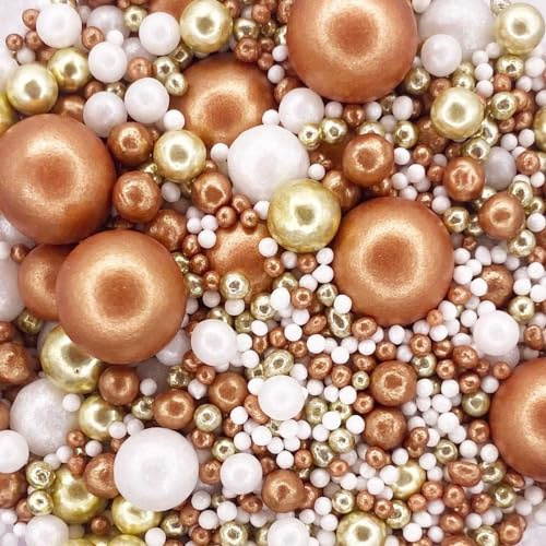 PEARL MIX - ROSE GOLD and GOLD METALIC Sprinkles edible cake decorations 50g…