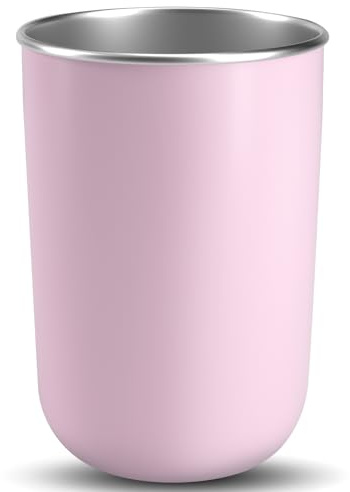 petnais Stainless Steel Mouth wash Cup 12 oz Toothbrush Cup Stainless Steel Small Children Cups for Home，BPA-Free Insulated Tumbler for Home & Outdoor Activities drinking cup (pink)