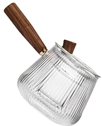 Théière Domestique en Verre 1 Pièce, Style Japonerie Simple | Bois, Lignes Classiques, Surface Polie, pour Sachets de Thé et Thés Fleuris