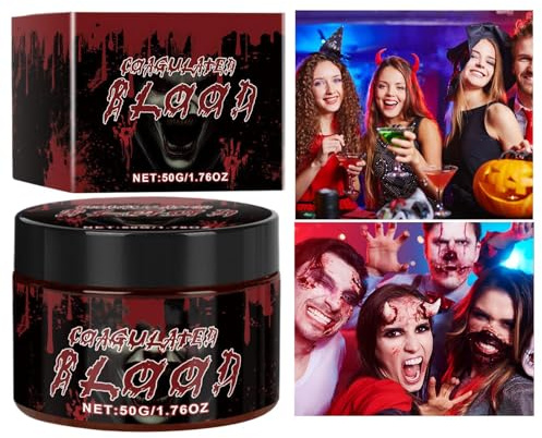 Sangre artificial | Maquillaje de sangre artificial, 50 ml, maquillaje teatral para disfraces, ropa, vampiro, cosplay, niños, adultos, zombies, disfraz de ojos