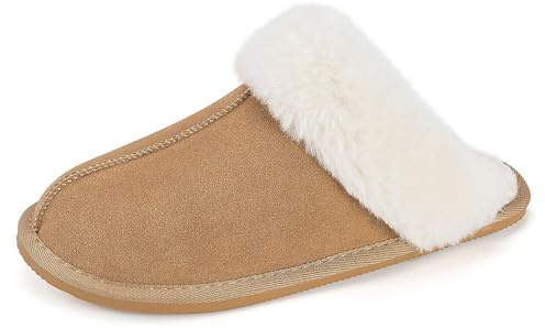 Mishansha Pantofole Calde da Donna Pantofole Invernali in Peluche, Ciabatte Antiscivolo da Donna per Interni ed Esterni, Kaki 39 EU
