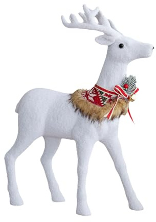 BUBEFSKD Natale Bianco Renna Figura Display Realistico Ornamento Perfetto Per Decorazioni Vacanze Decorazione