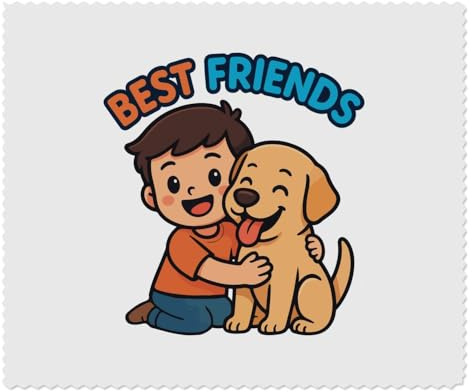 Azeeda 2 x 'Best Friends Boy & Dog' Lens Cleaning Cloths (LC00036721) | Microfibre Cloths for Glasses, Sunglasses, Phones, Cameras and Screens