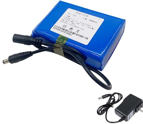 HSSYTZOUL Paquete Batería Litio 12 V DC Paquete Batería Iones Litio Recargable 7000 MAh Potente Batería Polímero Litio Portátil Adecuada para Equipos Suministro Energía 12 V con Cargador,Blue7000mah