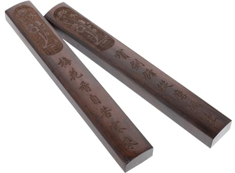DIYEAH Presse-Papier Chinois en Bois Massif d'Ébène Paire pour Calligraphie et Peinture Outil de Blocage Papier pour Écriture et Dessin Accessoire Traditionnel pour Bureau Artistique