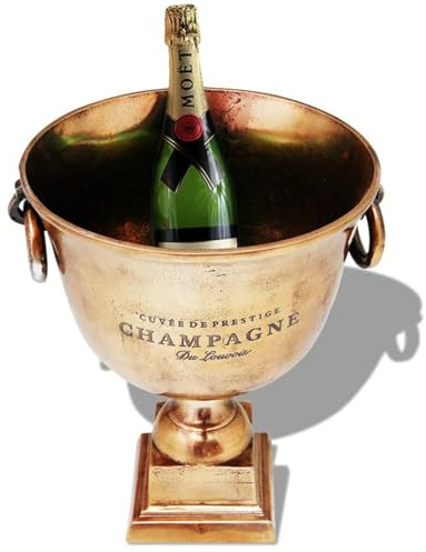 Gecheer Coppa raffreddatore per vino, coppa champagne in rame, bicchiere trofeo con maniglie, 30x37 cm, accessorio per feste e occasioni speciali, regalo per appassionati di vino