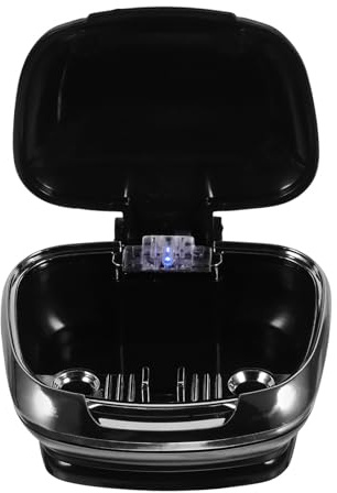 HOLIDYOYO Cenicero de Coche LED Automático Negro, Plástico Fácil de Limpiar y Antideslizante, Adecuado para Uso en Automóvil Luz Creativa y Diseño Portátil