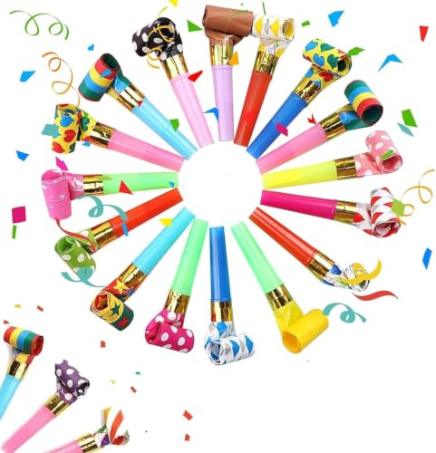 40Pcs Colourful Party Blowers, Loot Filler Noise Toy, Party Whistles