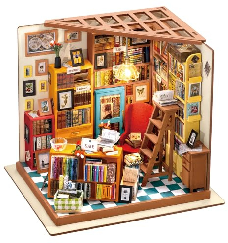Rolife Miniatur Puppenhaus Kit DIY Holz Bibliothek Haus Modell für Mädchen und Jungen Kinder 14 15 16 17 Jahre Alt(Sam's Study)