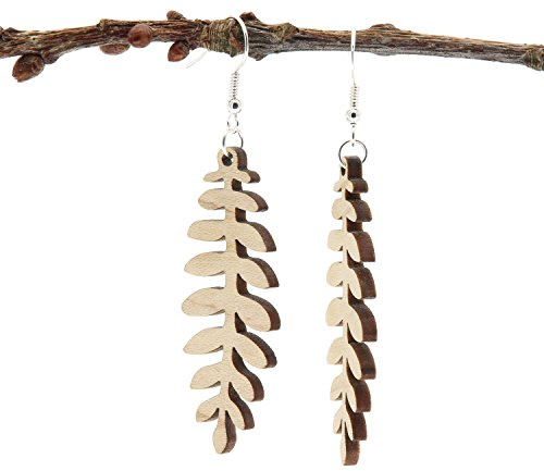 NaturSchatulle Holzohrringe Holzschmuck Eschenblatt I natürliche Ohrhänger Holz 925 Sterling Silber Ohrringe Damen Ohrschmuck