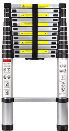 Telescoping Ladder 15 FT, Aluminum Extension Ladder with Non-Slip Feet
